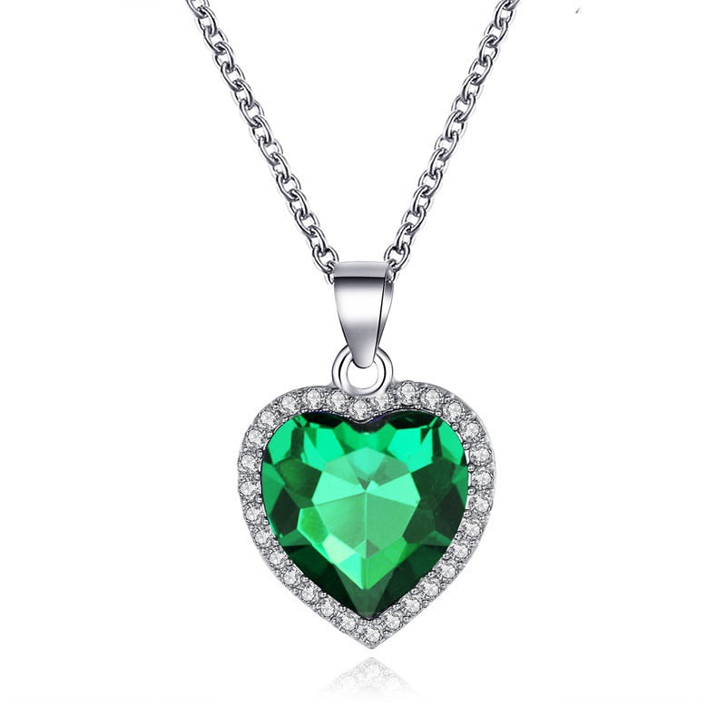 Collar con colgante de gota de agua con diamantes de imitación en forma de corazón para mujer, de aleación