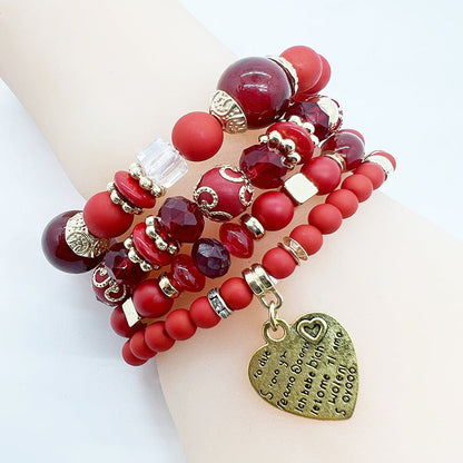 Women Retro Bohemian Heart Pendant Bracelet
