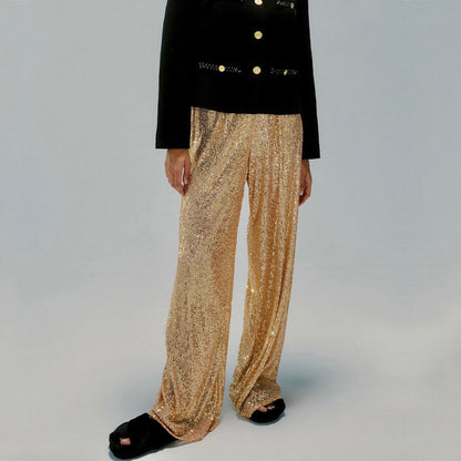 Pantalones casuales ajustados con lentejuelas a la moda para mujer