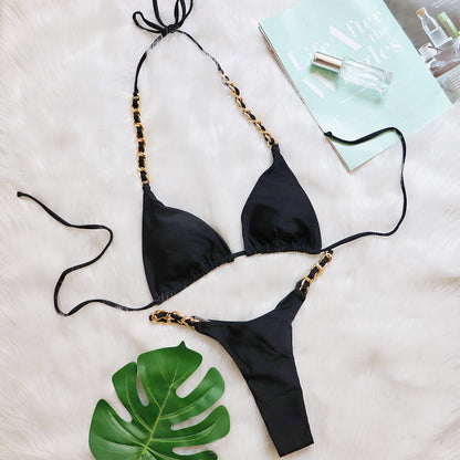 Traje de baño de bikini de tanga sexy para mujer - Tejido de nailon