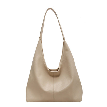 Bolso de mano informal de piel sintética de color liso para mujer