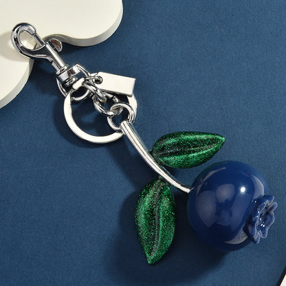 Women Fashion Crystal Blueberry Fruit Pendant Keychain