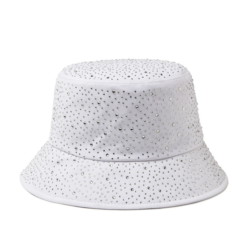 Women Simple Fashion Rhinestone Sunshade Bucket Hats