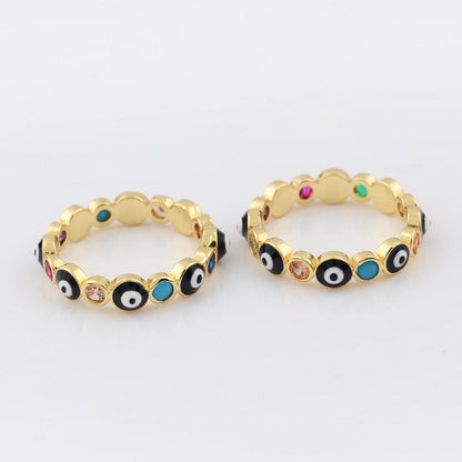 Simple Evil Eye Design Enamel Alloy Ring