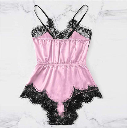 Women Pajamas Imitation Silk Homewear Lace Sleepwear