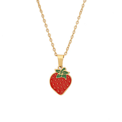 Collar con colgante de fruta de acero inoxidable para mujer, estilo encantador