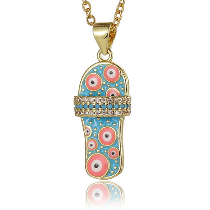Collar con colgante de zapatilla de ojo malvado para mujer