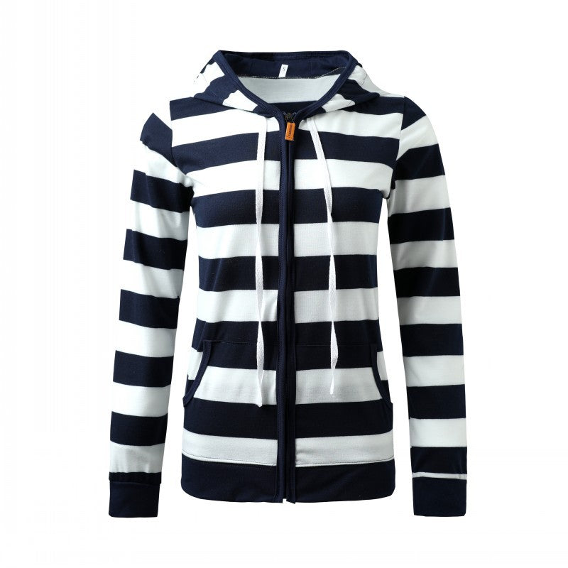 Long Sleeve Cotton Hoodie with Rope Stripe Design