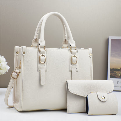 Classic Litchi Pattern Women Bag Set with Multiple Colors