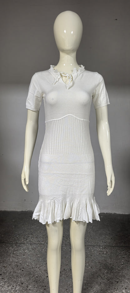 Robe élégante à volants de couleur unie pour femmes
