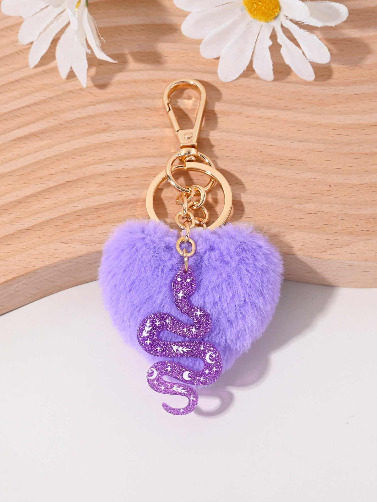 Plush Heart Snake Pendant Keychain Lovable Wind Style