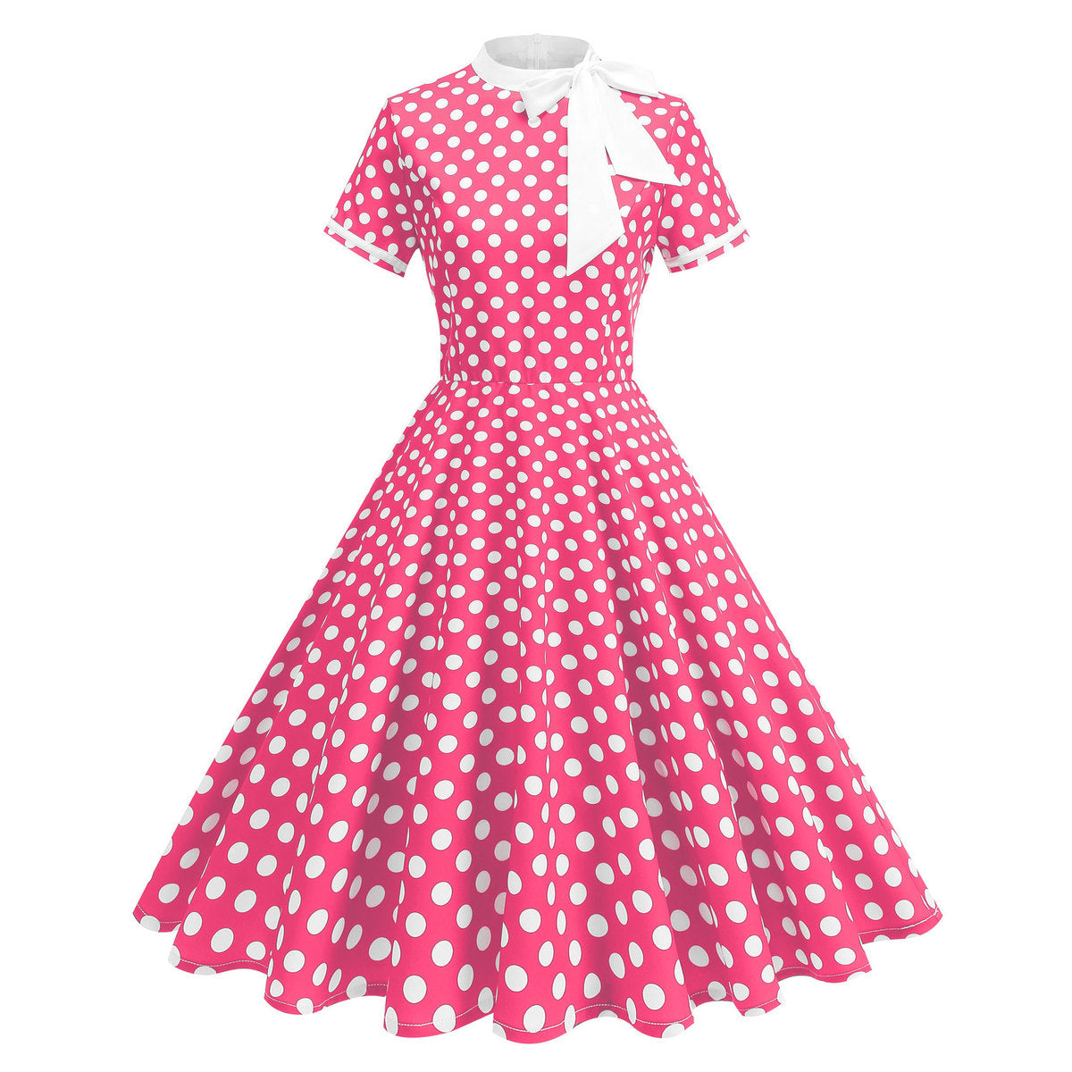 Women Fashion Elegant Color Contrast Wave Dot Dress