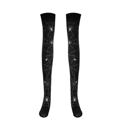 Women Funny Halloween Skeleton Bat Spider Web Stockings