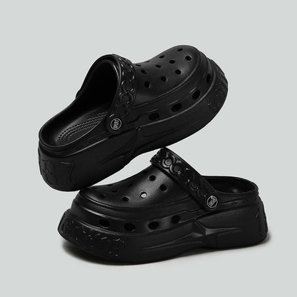 Zapatos casuales de moda para mujer con suela gruesa y agujeros