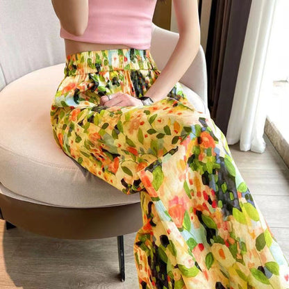 Women's Floral Print High Waist Wide Leg Pants