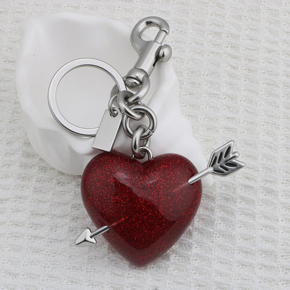 Llavero con colgante de bolso rojo de resina estilo urbano para mujer