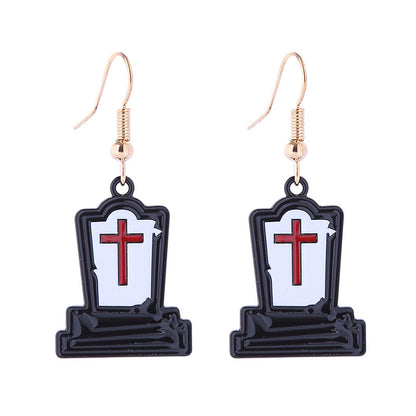 Halloween Women Horror Skull Spider Pumpkin Alloy Earrings