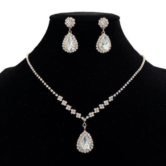 Women Fashion Elegant Simple Earrings Necklace Two-Piece Set