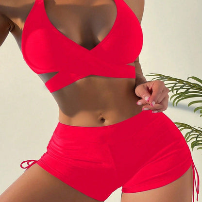 Maillot de bain dos nu ajouré de couleur unie pour femme, idéal pour les vacances d'été