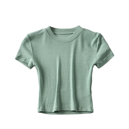 Summer Women Casual Solid Color Blank T-Shirt