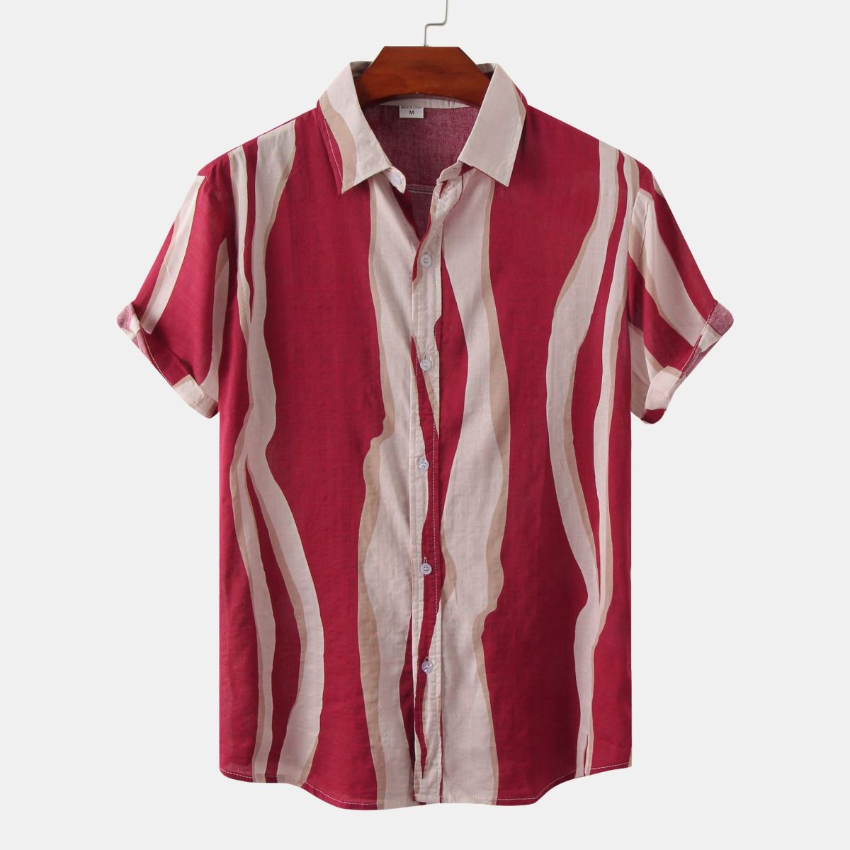 Camisa informal con estampado de rayas de moda de verano para hombre