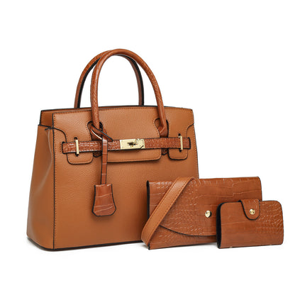 Ensemble de trois sacs à main tendance de grande capacité, couleur unie