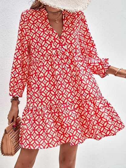 Vestido casual de manga larga con estampado para mujer