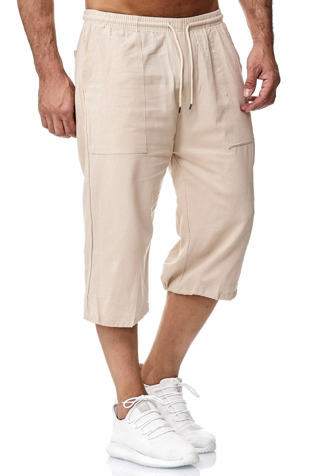 Men Casual Cotton And Linen Summer Cropped Pants