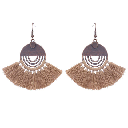 Boucles d'oreilles à pompons rétro de style ethnique bohème