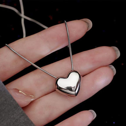 Collar con colgante de amor sencillo a la moda para mujer, cadena de corazón de acrílico