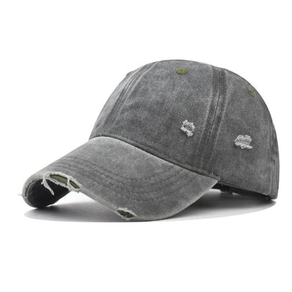 Fashion Casual Solid Color Ripped Baseball Cap Cotton Unisex Style