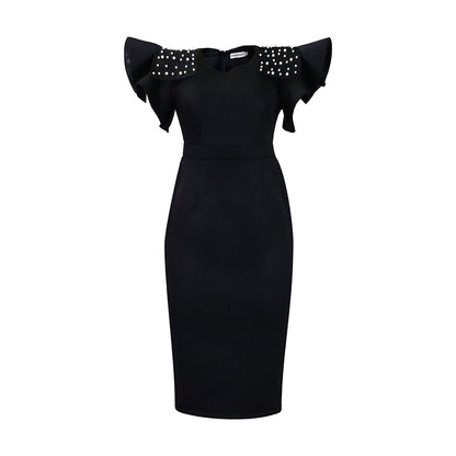 Women Fashion Elegant Plus Size Solid Color Dress