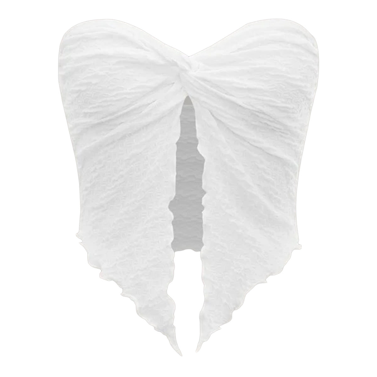 Women Fashion Sexy Solid Color Pleated Split Crop Top