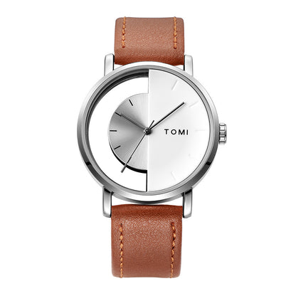 Fashion Casual Creative Half Hollow-Out Quartz Watch