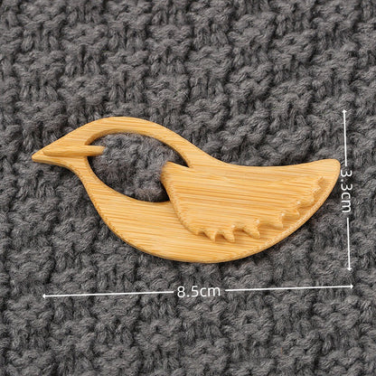 Broches en bois représentant des animaux pour la mode féminine