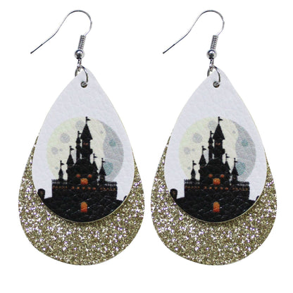 Pendientes de calavera con purpurina para Halloween para mujer