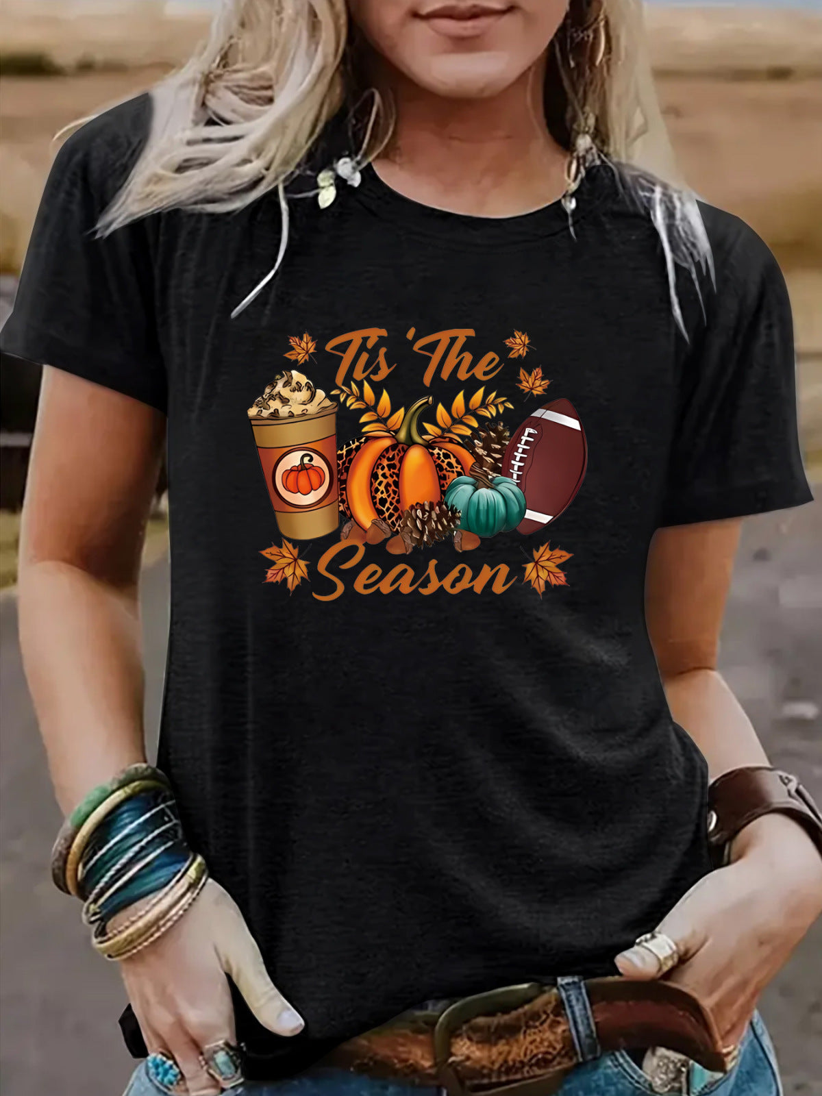 Camiseta de béisbol de calabaza de Halloween para mujer