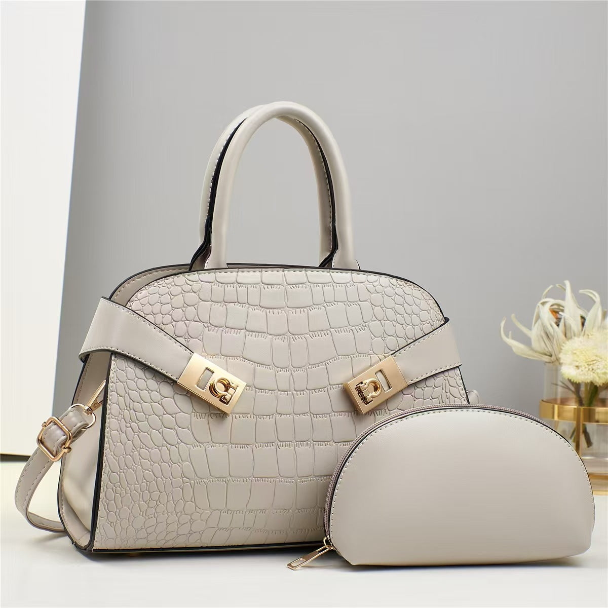 Women Fashion Classic Crocodile Handbag Set