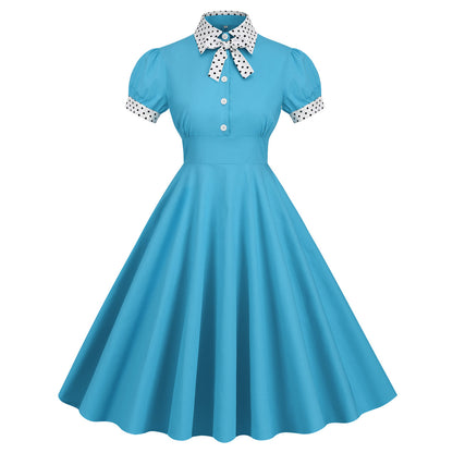 Vestido midi elegante con estampado de lunares para mujer