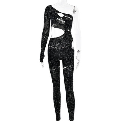 Combinaison à manches longues avec strass pour femme
