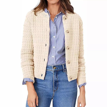 Cardigan décontracté à manches longues en tricot acrylique pour femme