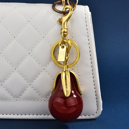 Women Fashion Golden Pear Pendant Keychain