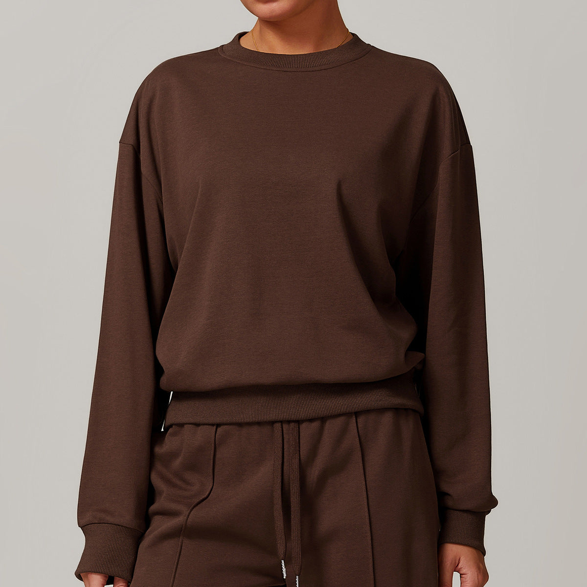 Women Fashion Casual Solid Color Long-Sleeve Sweatshirt