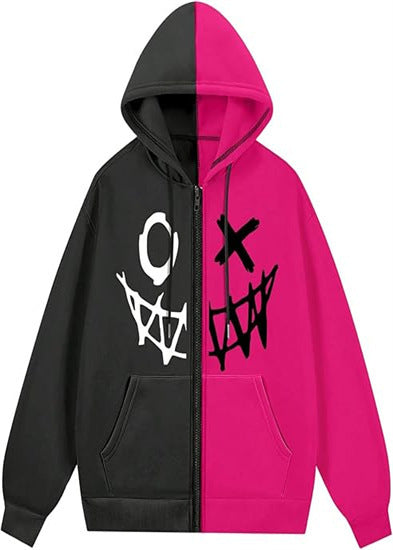 Men Fashion Casual Demon 3D Printed Long-Sleeve Zipper Hoodies