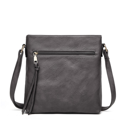 Women Autumn Retro Tassel Double Zipper Bucket Bag