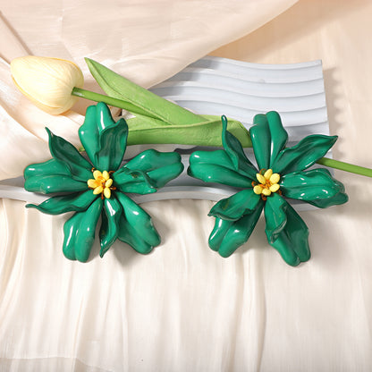 Women Fashion Creative Exaggerated Big Flower Earrings