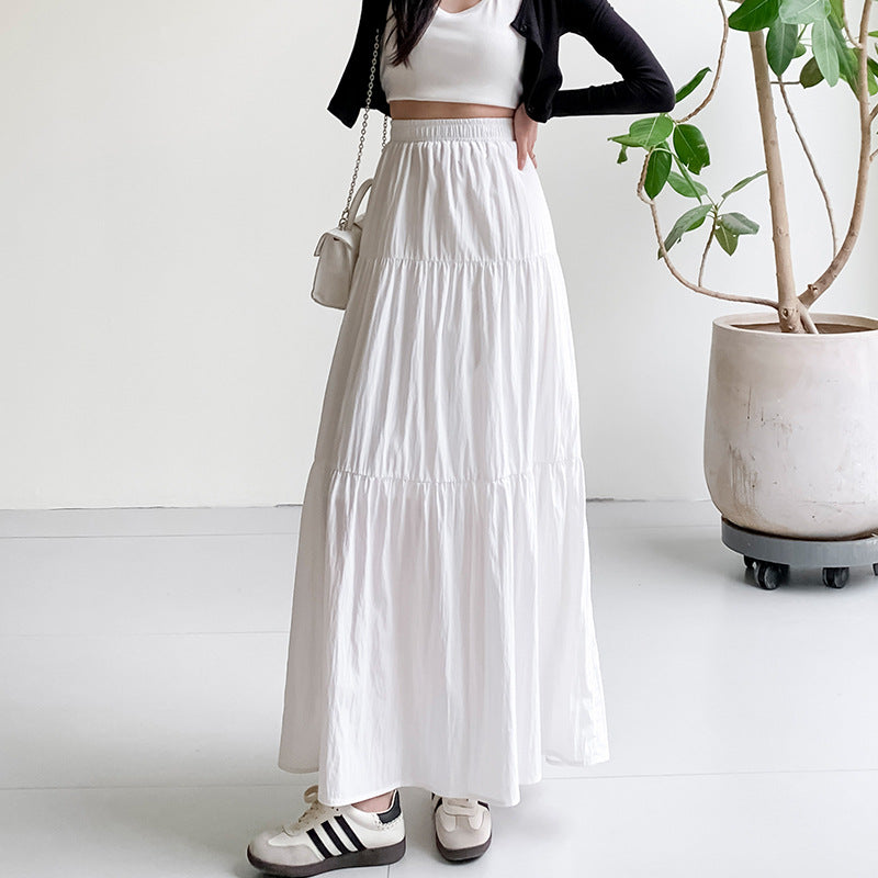 Women Basic Solid Color Long Skirt