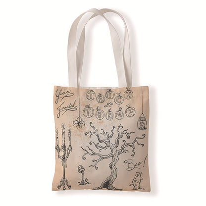 Bolsa de lona con estampado de dibujos animados de Halloween y terror