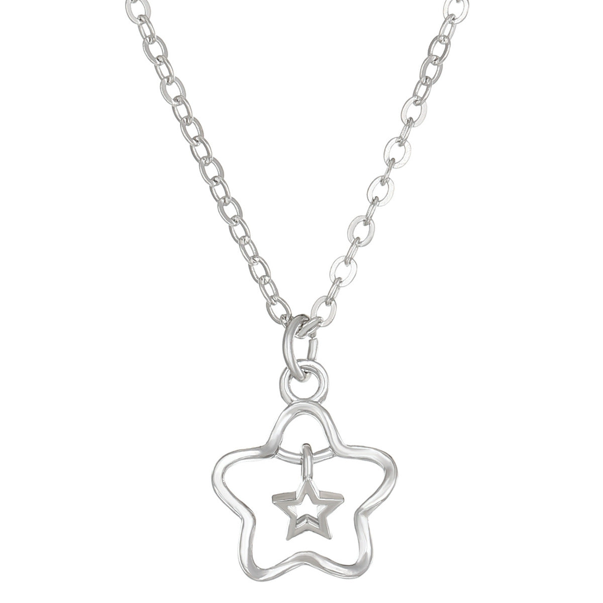 Collar con colgante de estrella y luna para mujer, cadena geométrica de aleación