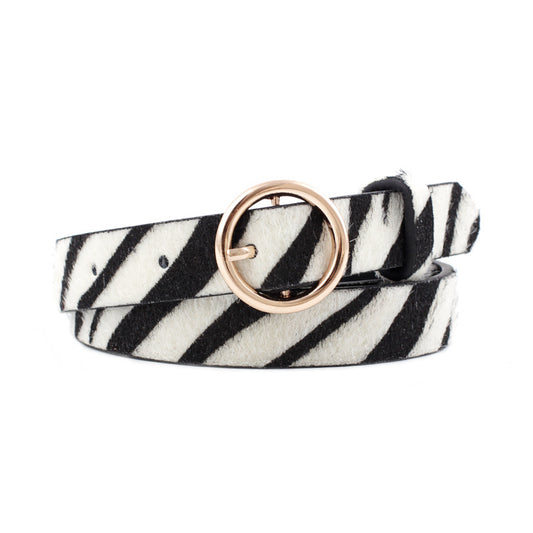 Women Vintage Color Blocking Animal Printed All-match PU Belt
